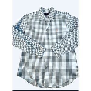 Ralph Lauren Shirt Black Label Classic Fit Men's Sz L BLUE WHITE CHECK